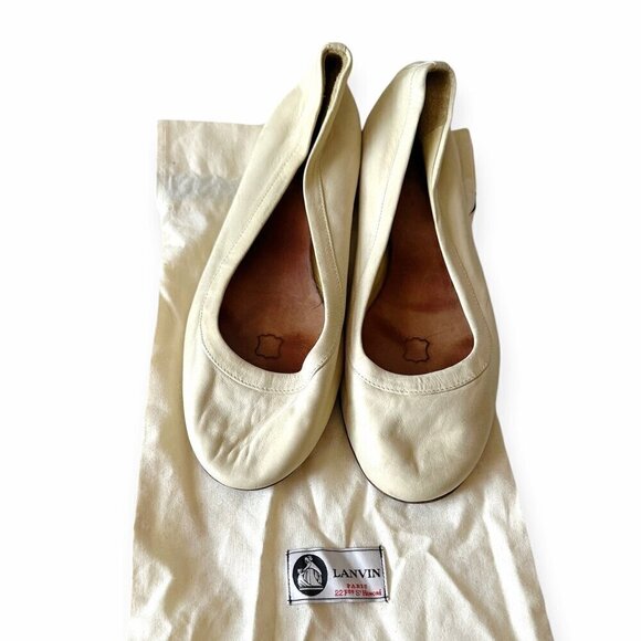 Lanvin signature ballet flats in Cream Soft Leather, Size 38.5 EU - Picture 1 of 13